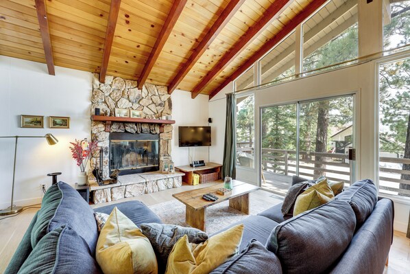 House (2 Bedrooms) | Interior - Game Room + Deck: Wooded Big Bear Lake Retreat (Big Bear Lake)
