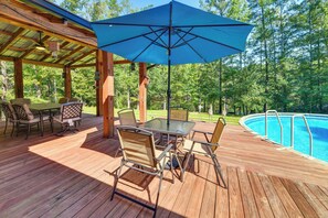 House (2 Bedrooms) | Interior - Pool & Deck: Pond-view Getaway in Newnan! (Newnan)