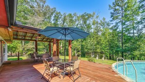 House (2 Bedrooms) | Interior - Pool & Deck: Pond-view Getaway in Newnan! (Newnan)