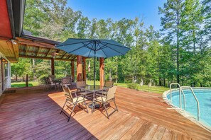 House (2 Bedrooms) | Interior - Pool & Deck: Pond-view Getaway in Newnan! (Newnan)