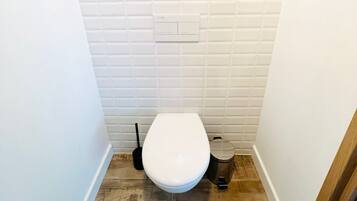Shower, hair dryer, toilet paper
