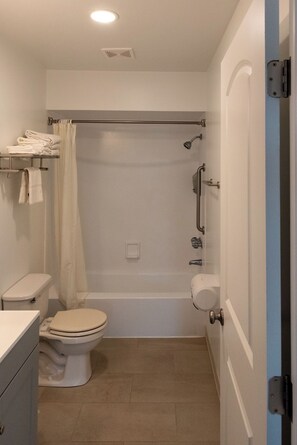 Combined shower/tub, hair dryer, towels, toilet paper - Valley Trail Inn (Horseheads)