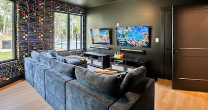 Lakefront Luxury Retreat w Heated Pool Arcade