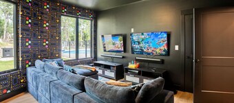 Lakefront Luxury Retreat w Heated Pool Arcade