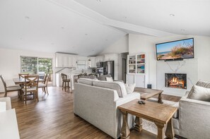 Smart TV, fireplace, video games, books