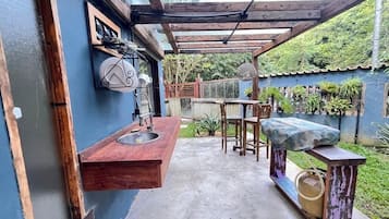 高级别墅, 1 张双人床和 1 张沙发床, 允许带宠物, 花园景观 | 私人厨房