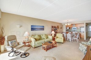 Apartment, 2 Bedrooms, Sea View | Living area | TV