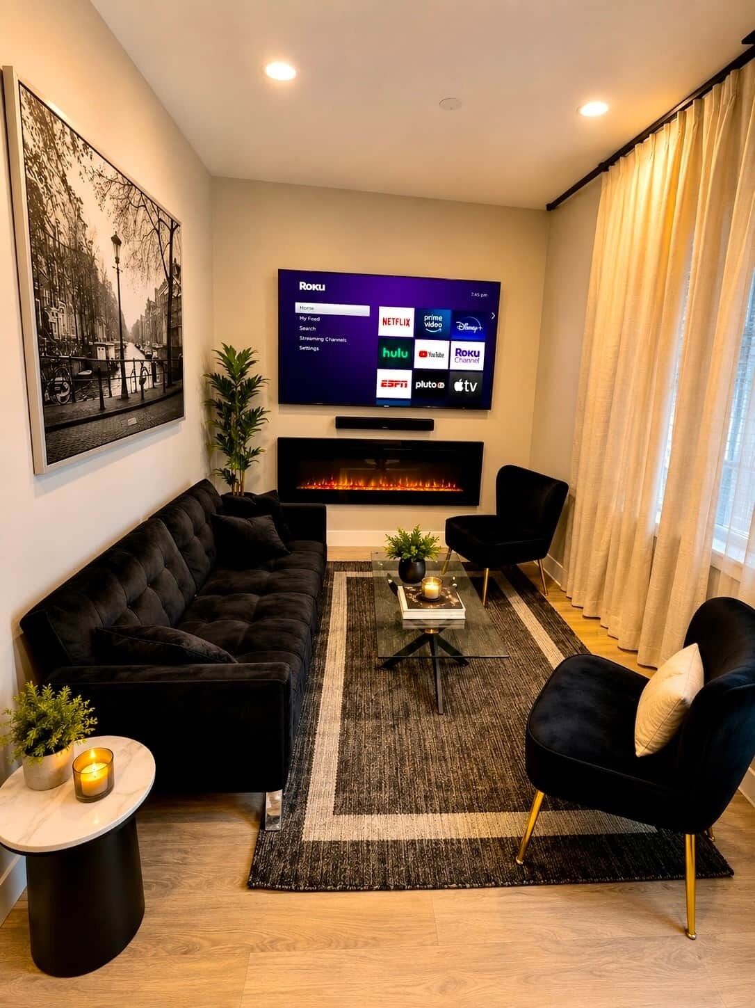 Fernseher, Kamin