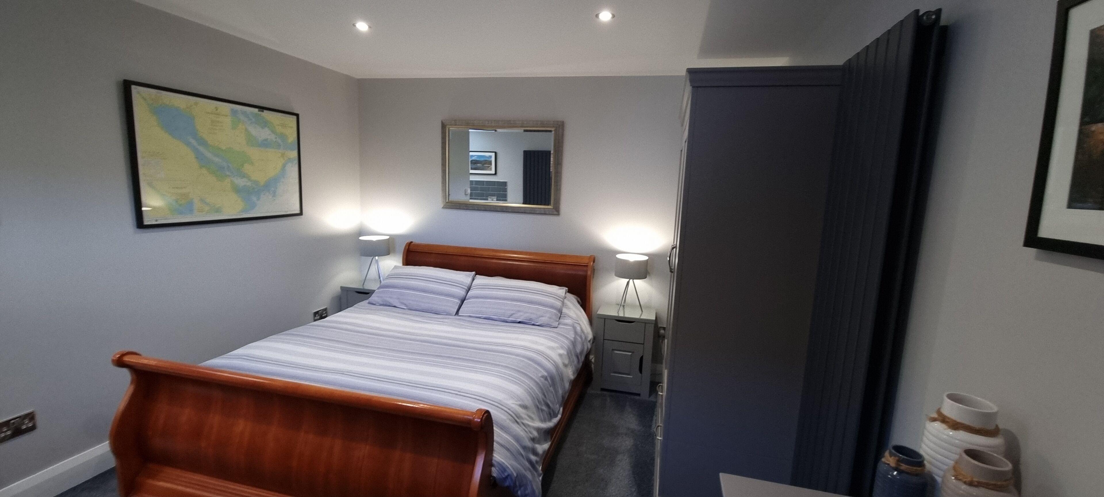 1 bedroom, desk, iron/ironing board, travel cot