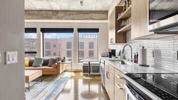 Apartment (1 Bedroom) | Private kitchen | Microwave, oven, stovetop, dishwasher