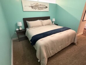 1 bedroom, desk, iron/ironing board, travel cot