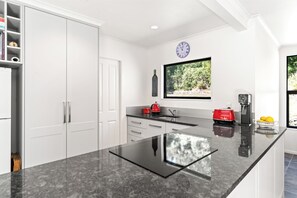 Fridge, microwave, dishwasher, toaster