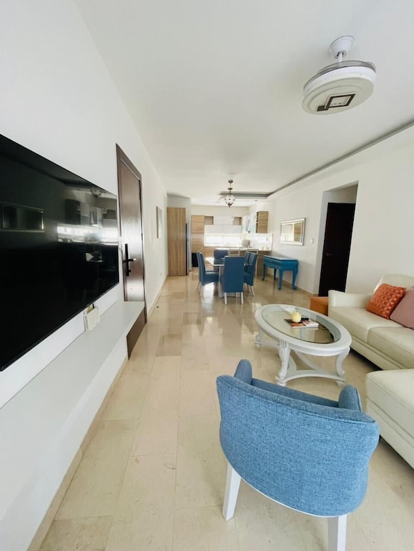 Luxury Apartment, Balcony | Living area