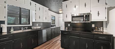 Microwave, oven, stovetop, dishwasher