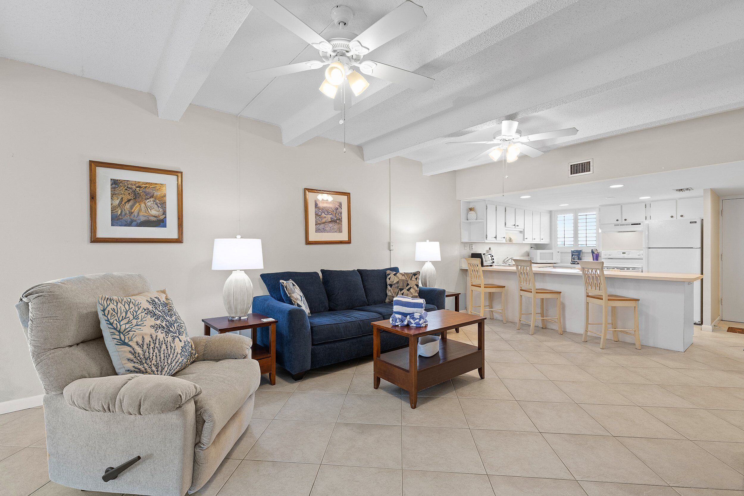 Condo, 1 Queen Bed with Sofa bed, Patio, Pool View (Ocean Club North C104) | Living area | 42-inch flat-screen TV with digital channels