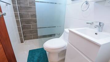 Appartement, 2 chambres, salle de bains privée, vue ville | Salle de bain | Douche, articles de toilette gratuits, serviettes fournies, savon