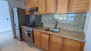 Fridge, microwave, coffee/tea maker, toaster