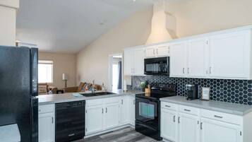 Fridge, microwave, dishwasher, toaster