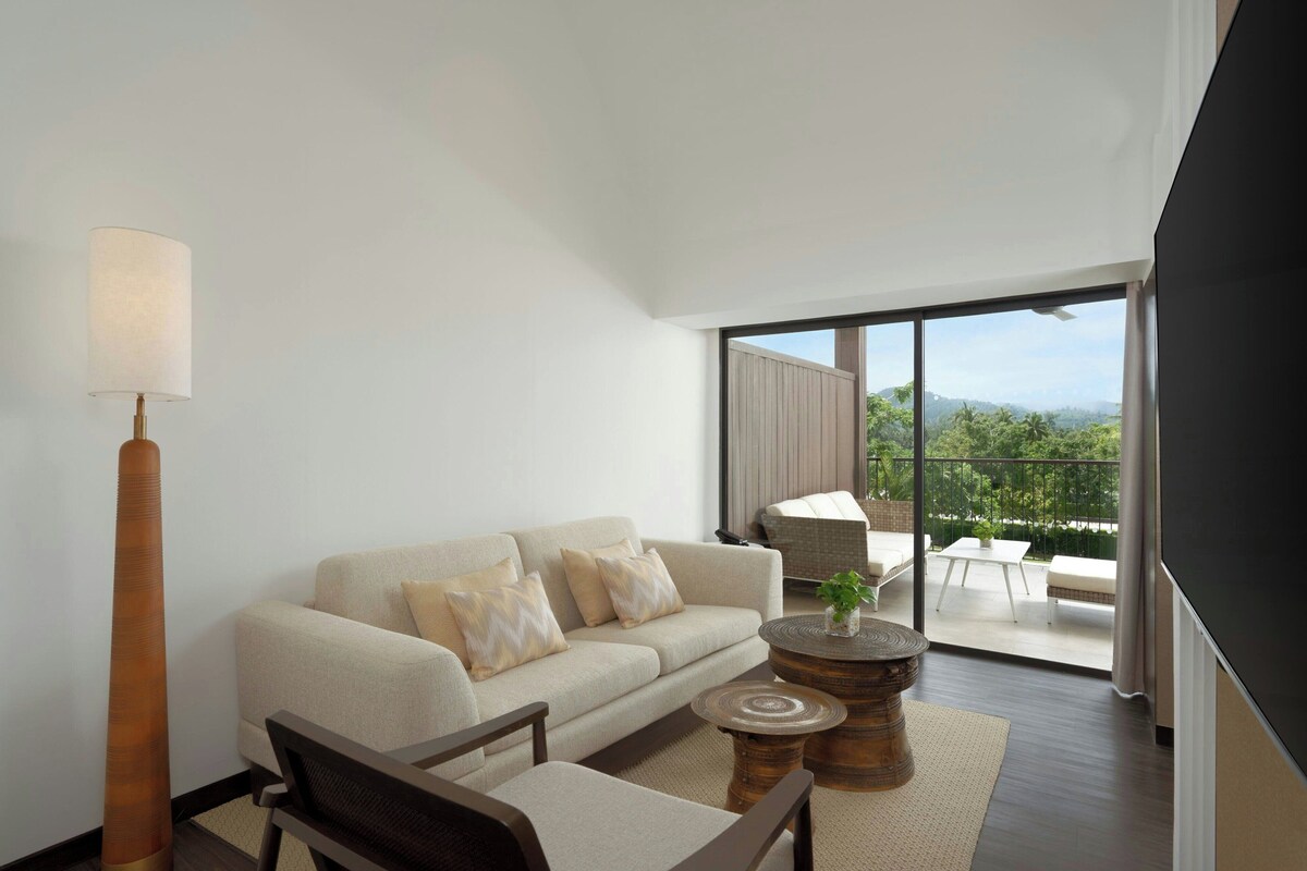 Departamento Deluxe, 1 habitación, vista al jardín | Ropa de cama de alta calidad y escritorio