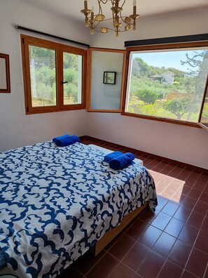 8 bedrooms, free WiFi, bed sheets - Farmhouse with swimming pool and tennis on a 1 hectare estate of orange and olive trees, 1 km from the sea. (Alcanar)