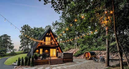Luxury A-frame in Adamstown, PA with hot tub, barrel sauna & EV charger
