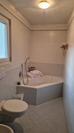 Dusche, Haartrockner, Bidet, Handtücher