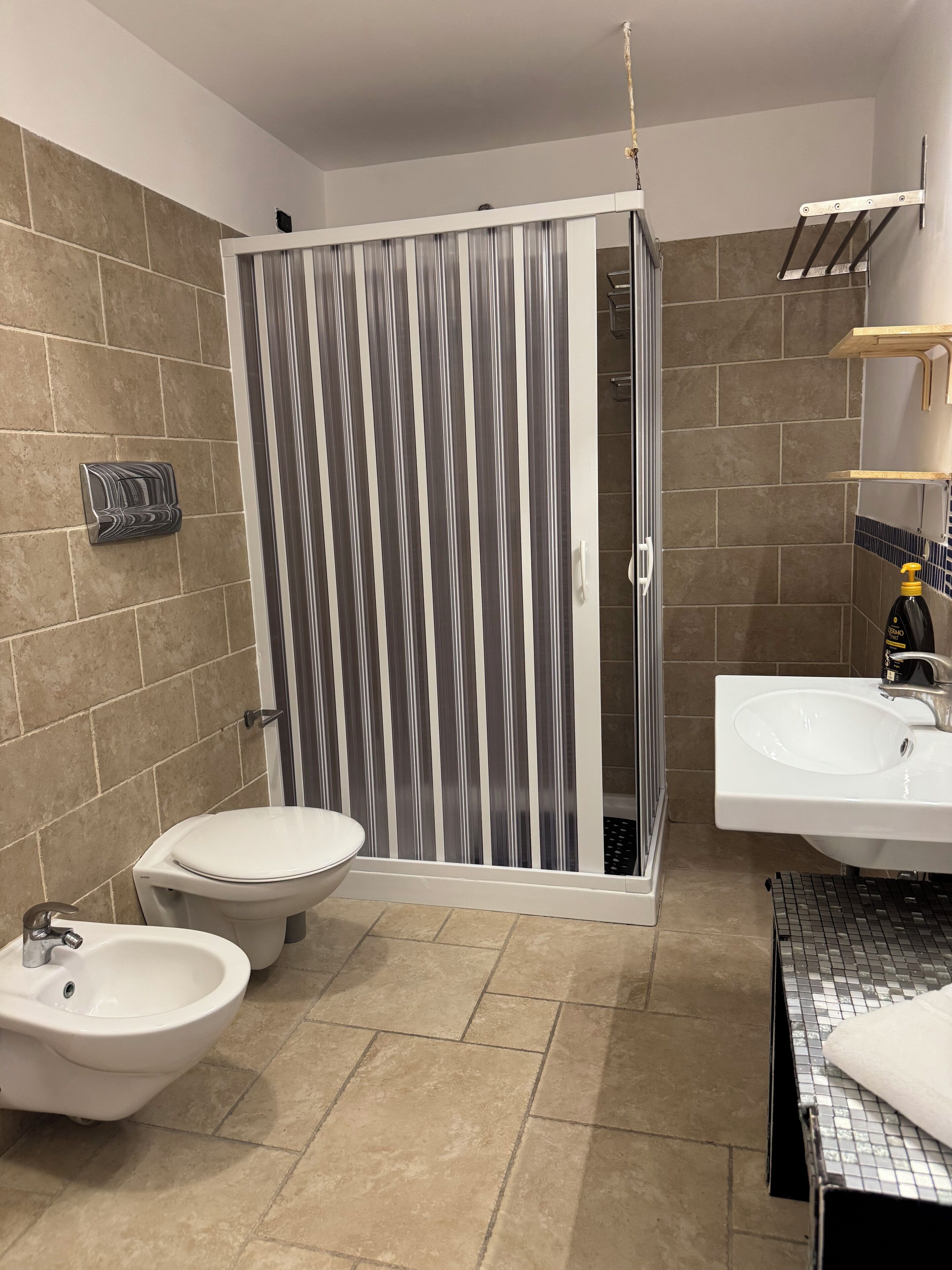 Double Room, Garden View | Bathroom | Shower, hair dryer, towels, soap