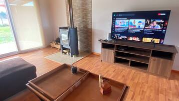 Televisión y chimenea