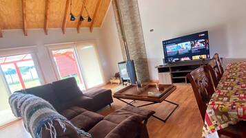 Televisión y chimenea