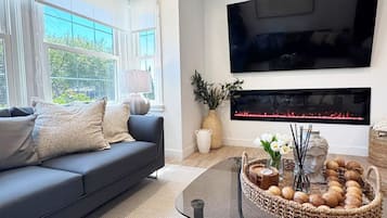 Televisión y chimenea