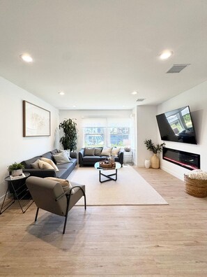 TV, fireplace