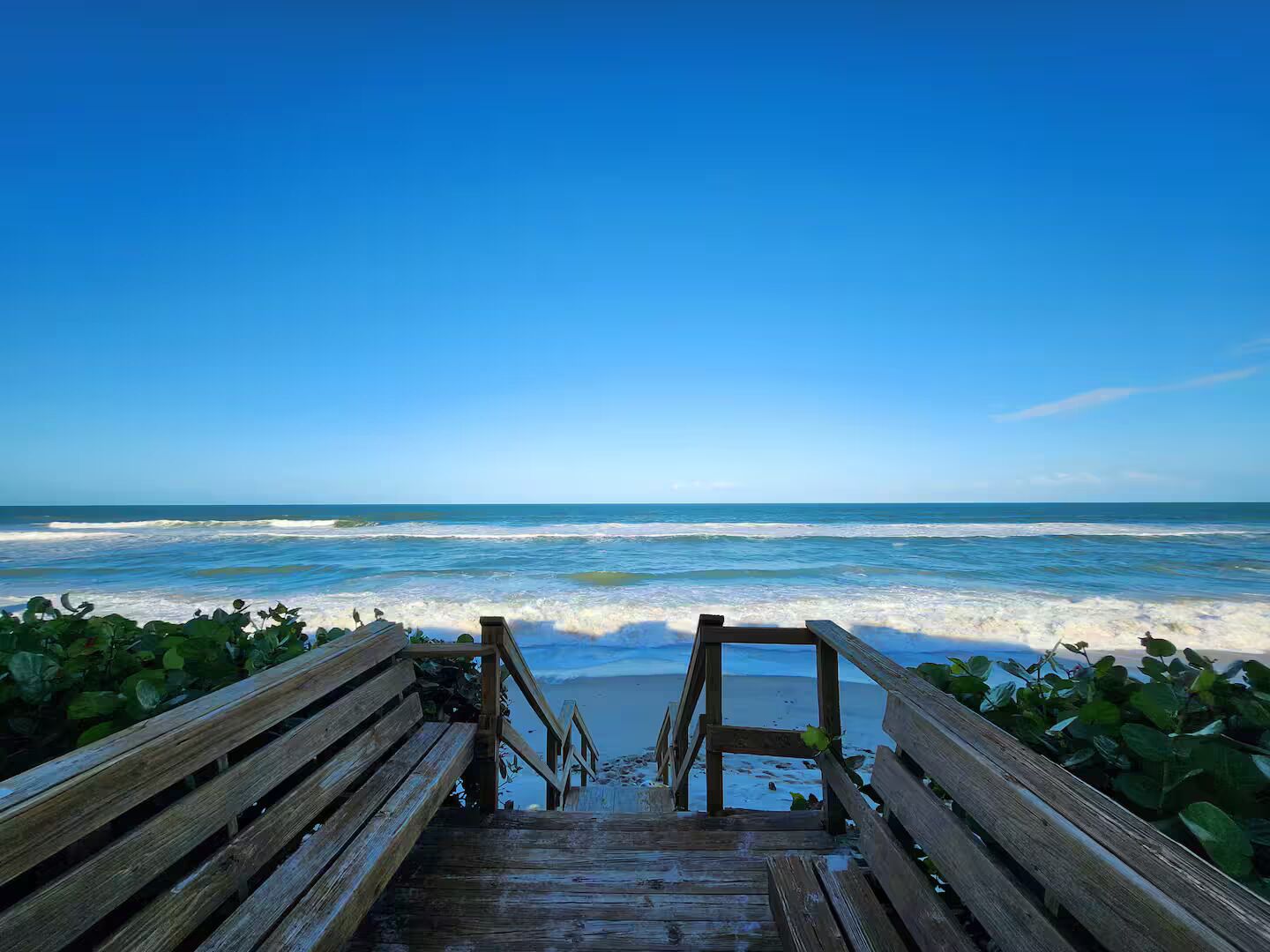 On the beach, sun loungers, beach towels