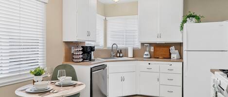 Microwave, stovetop, dishwasher