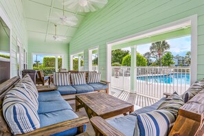 Terrace/patio - Perdido Key Bayfront home Dolphin Bay- 2BR/2.5BA (Pensacola)