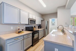 Fridge, microwave, oven, dishwasher