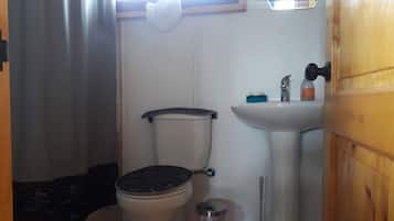 Douche, serviettes fournies, savon, papier toilette