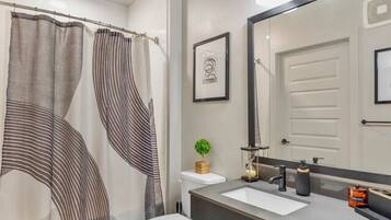 Hair dryer, towels, toilet paper