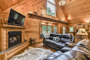 Smart TV, fireplace, stereo