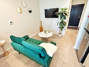 TV, fireplace