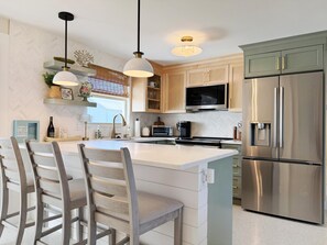 Fridge, microwave, oven, stovetop - Coastal Chic 2BR – Modern Stay Near Manasota Key (Englewood)