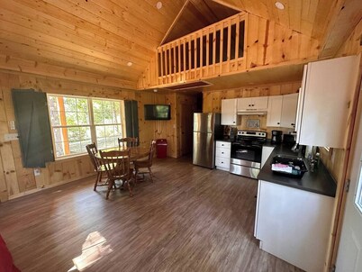 Sweet Cabin. Sleeps 6. Bedroom Queen Bed 2, Loft Two Twin Beds, Queen Sofa 2.