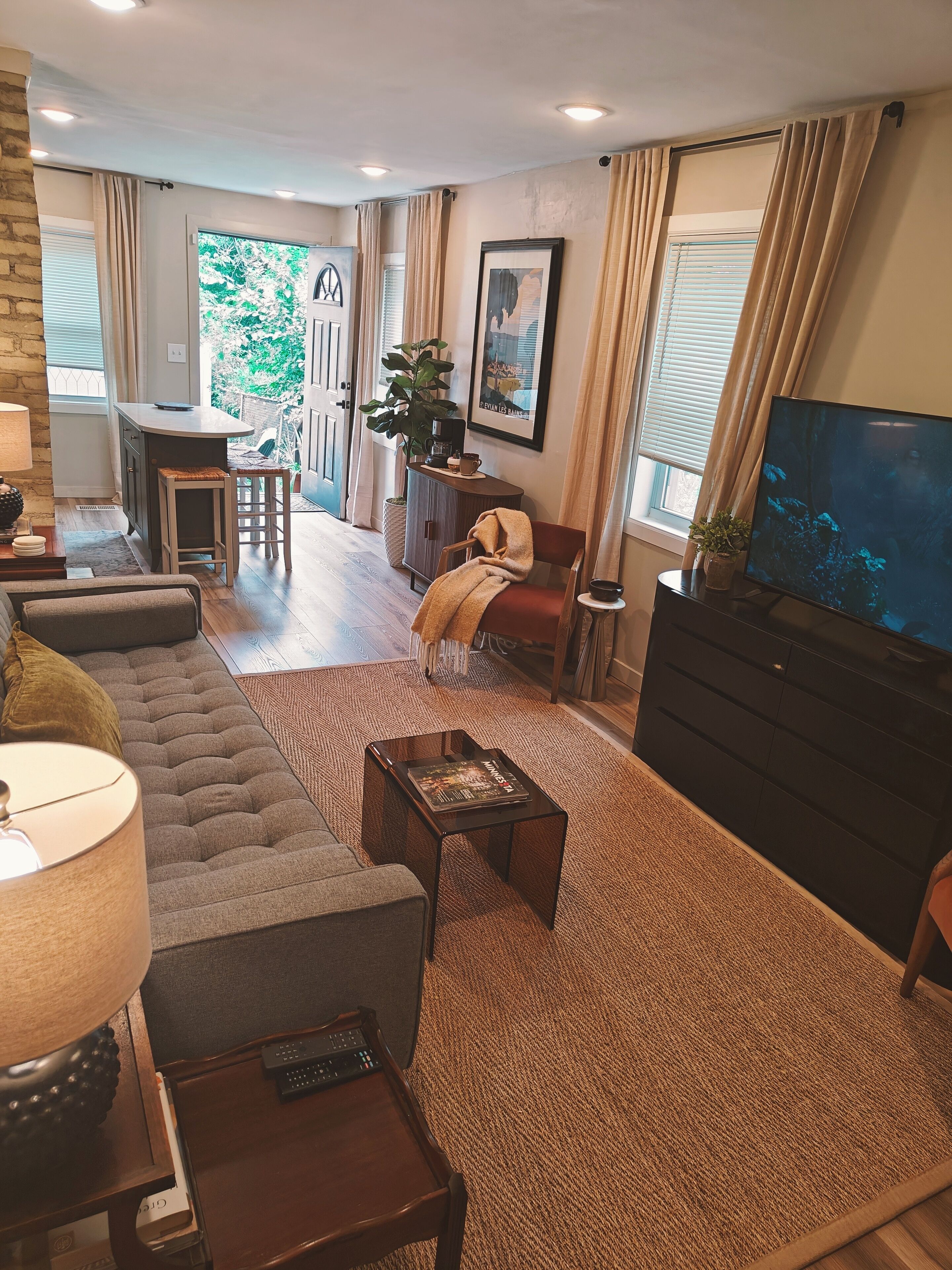 Smart TV, DVD player, books, video library