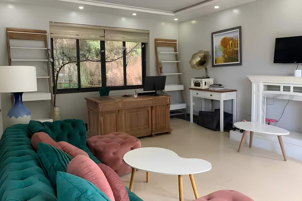 Family Villa, 2 Bedrooms, 2 Bathrooms, Lake View | Living area | Smart speakers, offices