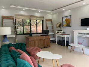 Family Villa, 2 Bedrooms, 2 Bathrooms, Lake View | Living area | Smart speakers, offices - Backpackers (Hai Phong)