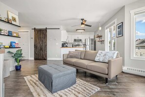 TV, fireplace, offices - Lakefront Lookout  1BR Condo on Lakeshore Drive! (Sylvan Lake)