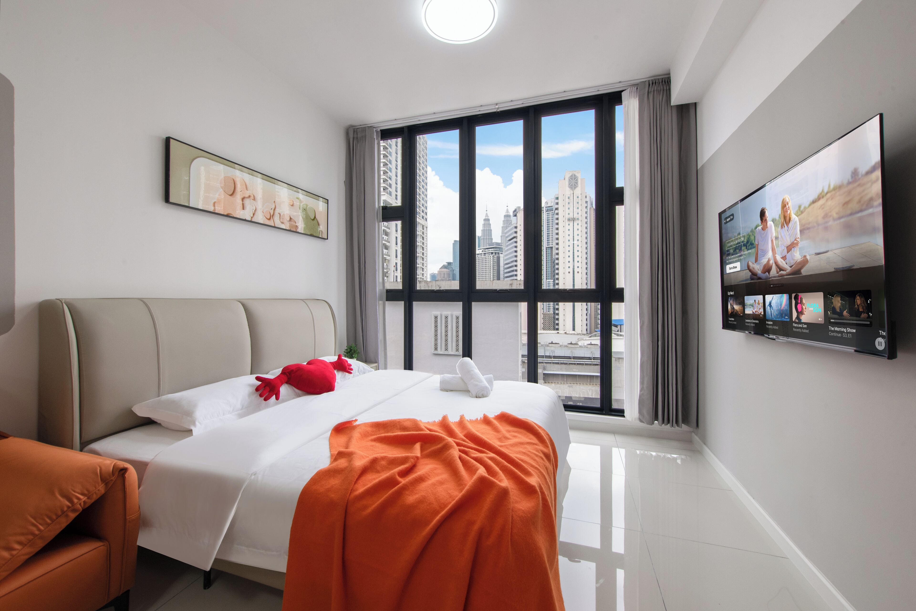 Suite Confort, 2 habitaciones, cocina, vistas a la ciudad | Ropa de cama hipoalergénica, cortinas opacas, sistema de insonorización