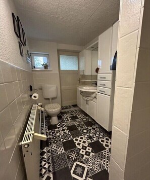 Douche, sèche-cheveux