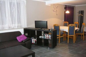 Smart TV, DVD player, books, stereo