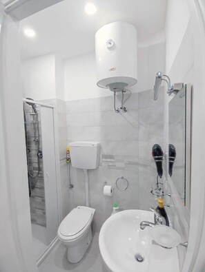 Haartrockner, Bidet, Handtücher, Seife