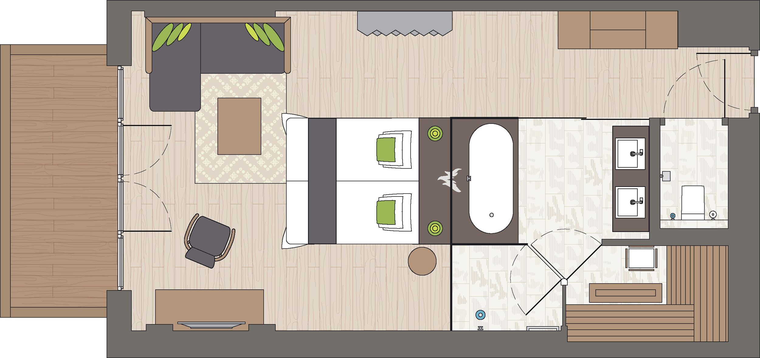 Wellness Suite | Caja fuerte, tabla de planchar con plancha, wifi gratis y ropa de cama